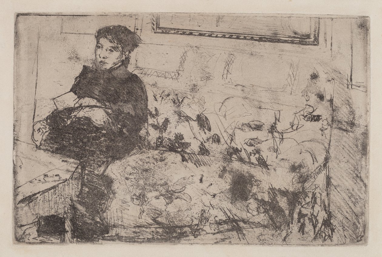 İç Mekan: Kanepede, c. 1883. by Mary Cassatt