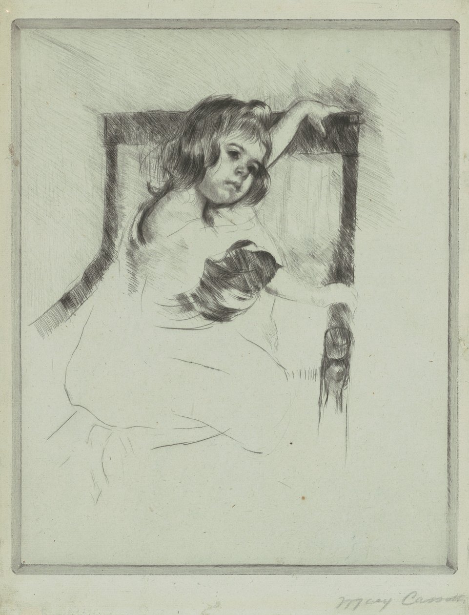 Koltukta Diz çökmek by Mary Cassatt