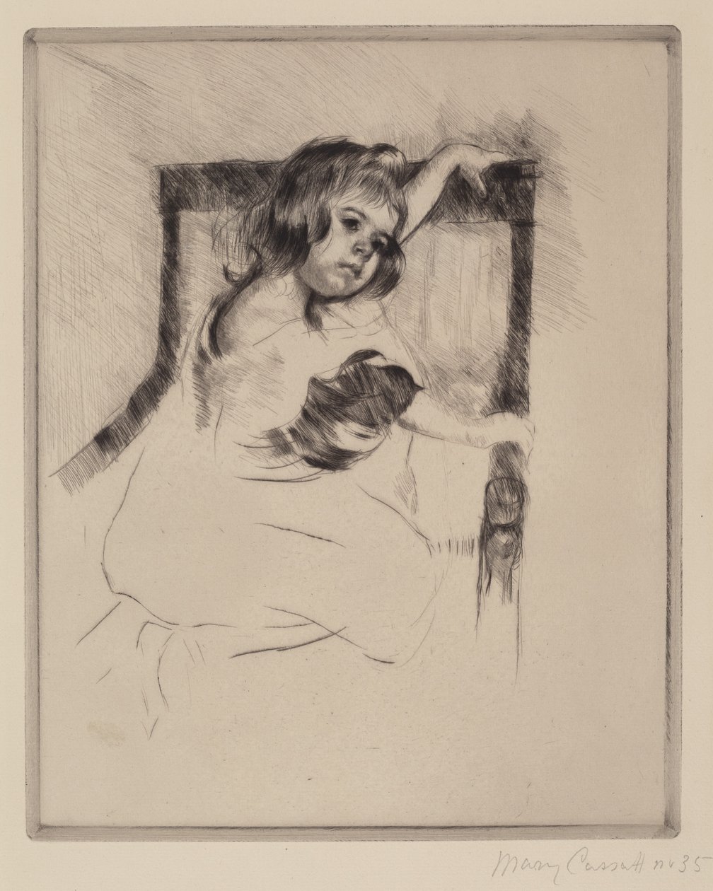 Koltukta Diz çökmek by Mary Cassatt