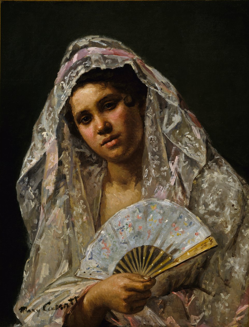 Dantel Mantilla Giyen İspanyol Dansçı, 1873. by Mary Cassatt