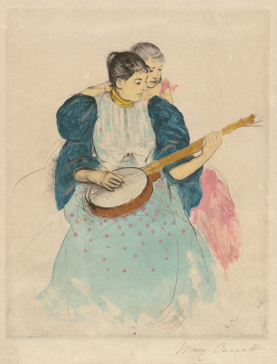 Banjo Dersi, c. 1893. by Mary Cassatt