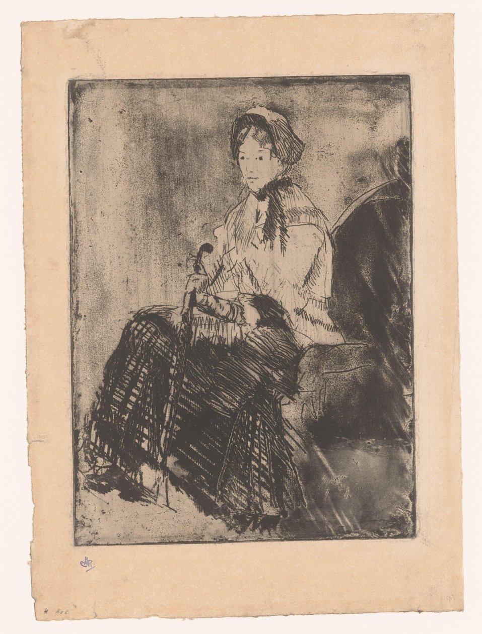 Şemsiye Şemsiye ile oturan kadın by Mary Cassatt