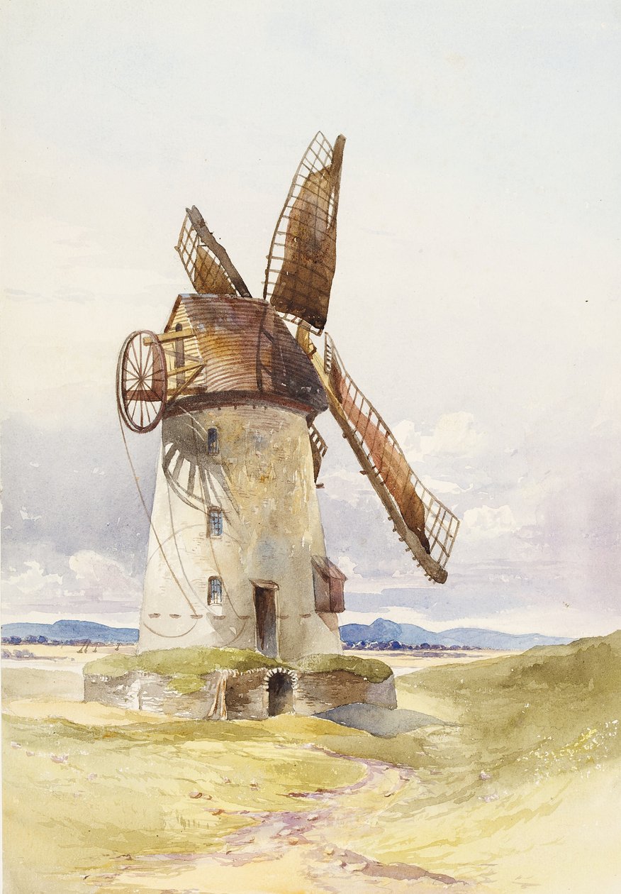 Lytham Mill, c.1845-55 (kağıt üzerinde wc) by Mary Harper