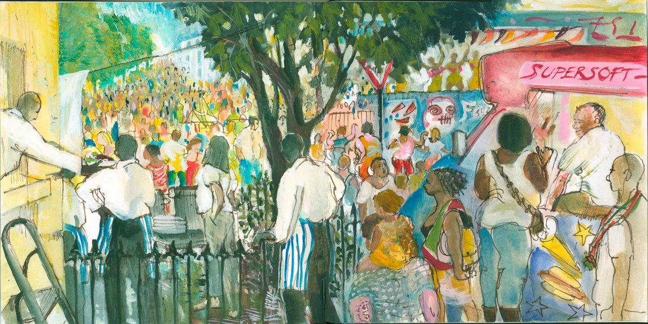Karnaval, Blenheim Crescent, 2007 (kalem ve waercolour) by Mary Kuper