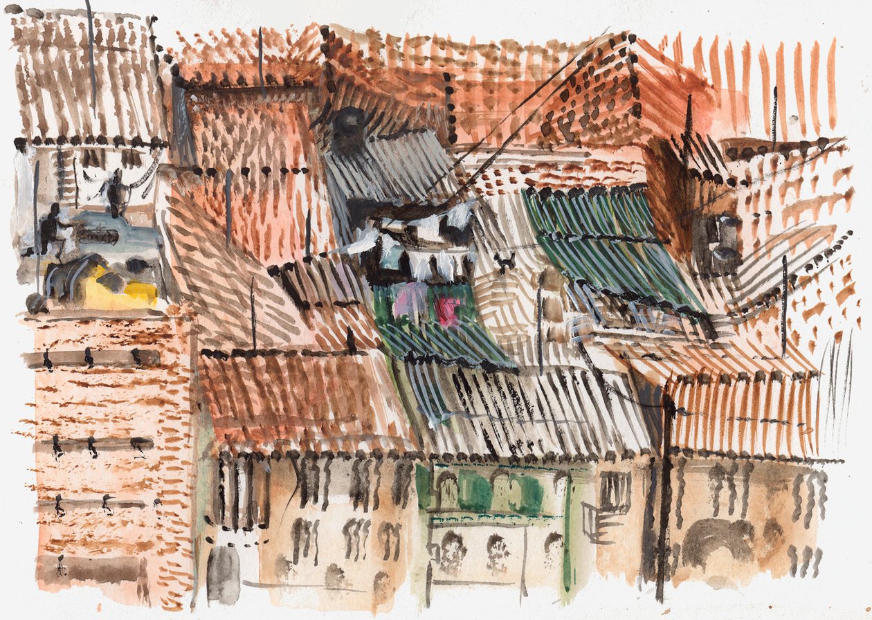 Çatılar, Bogota, 2008 (kalem ve sulu boya) by Mary Kuper