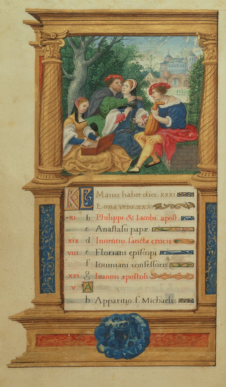 MS W.449 fol.6v Mayıs Müzik Yapmak, c.1525 by Master Jean de Mauleon