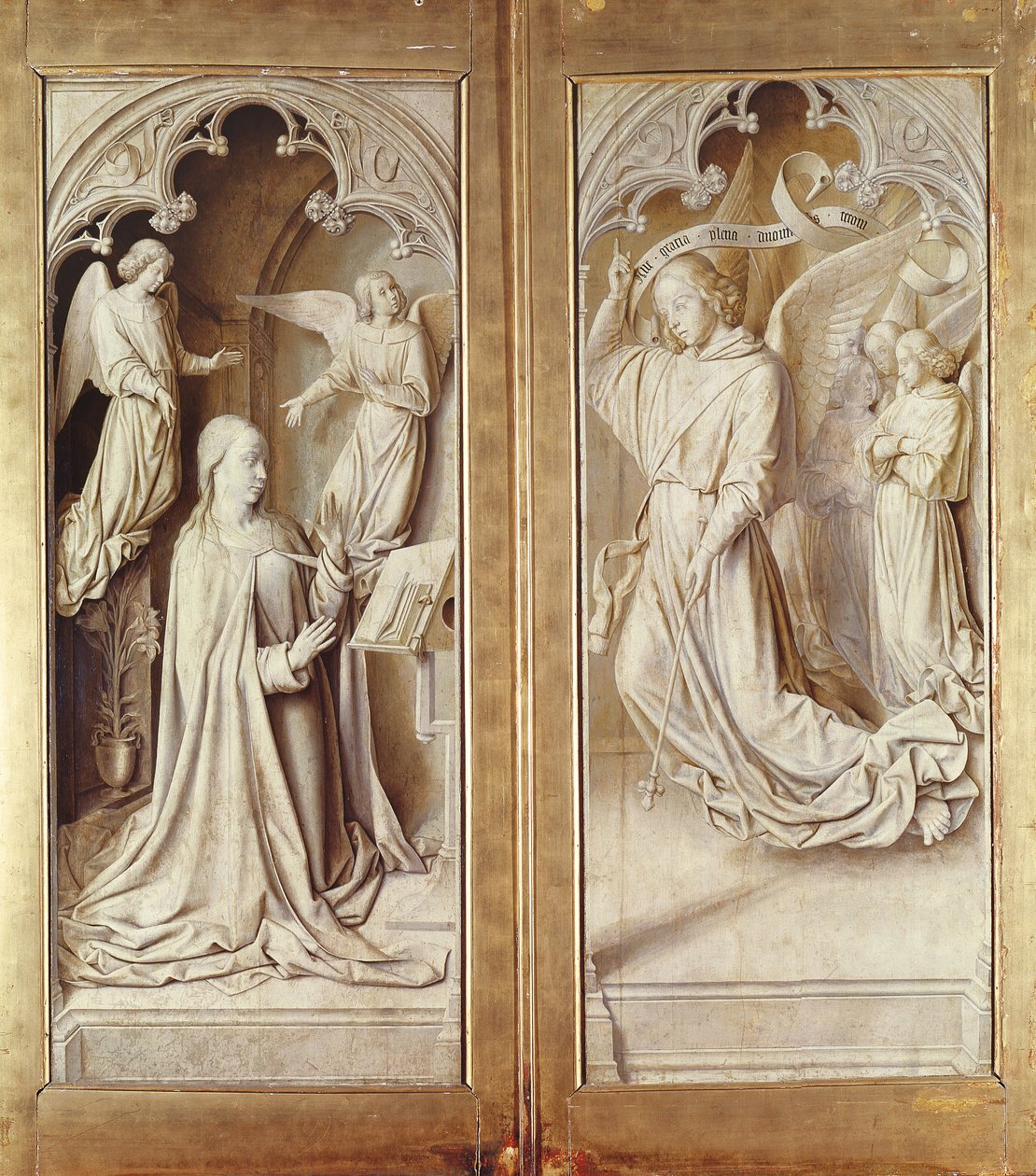 The Annunciation, from the Bourbon Altarpiece, c.1498  by Master of Moulins