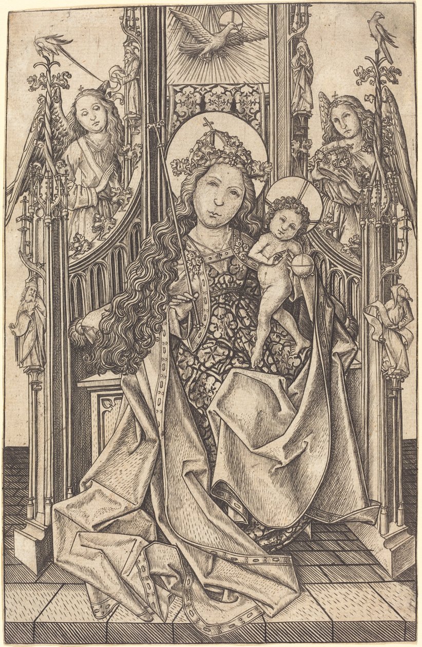 Madonna ve Çocuk Enthroned by Master E.S.