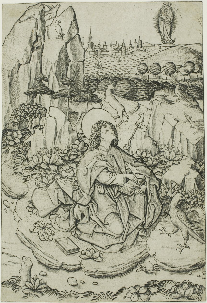 Patmos Adası'ndaki Aziz John by Master E.S.