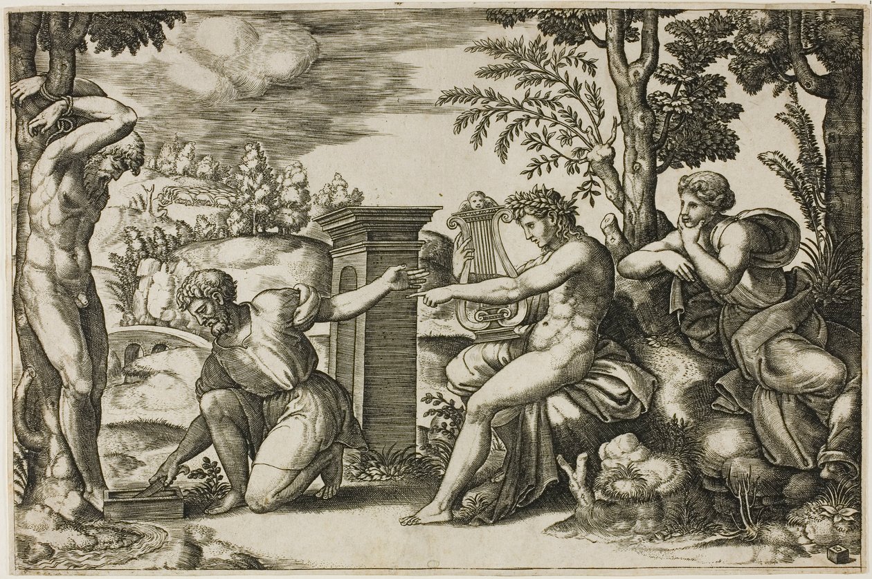 Apollon ve Marsyas by Master of the Die