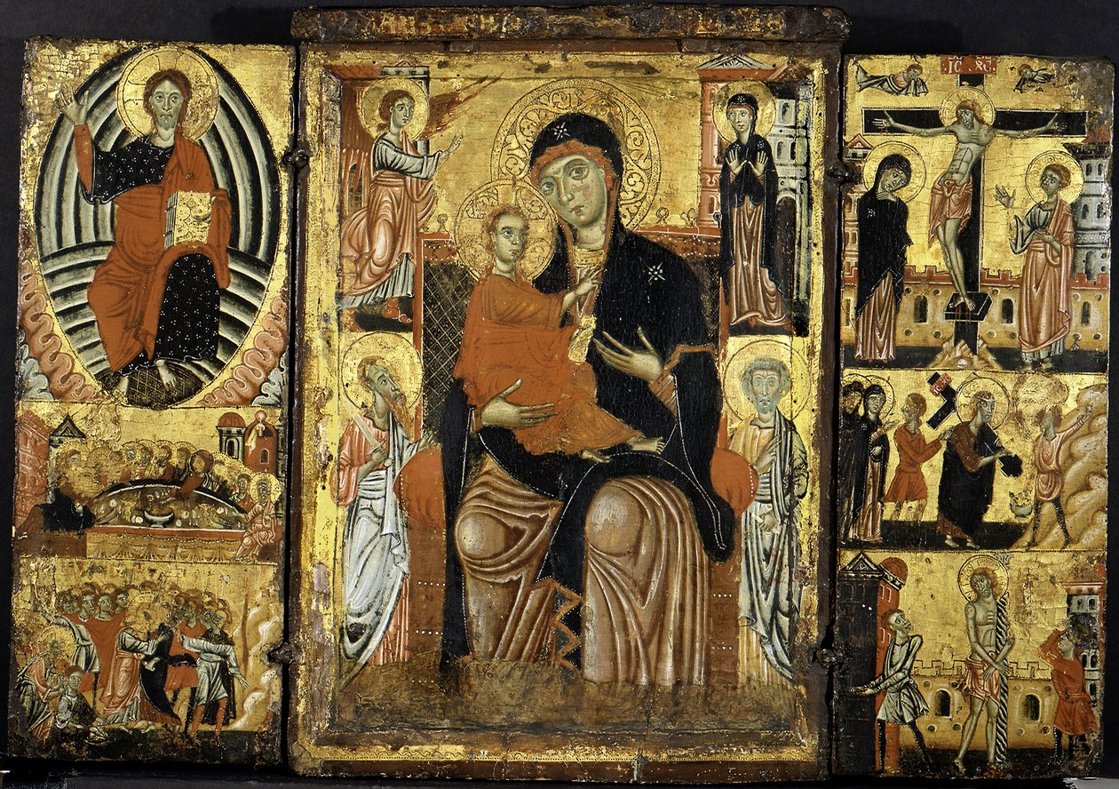 Madonna ve Çocuk Enthroned. by Master of the Magdalen