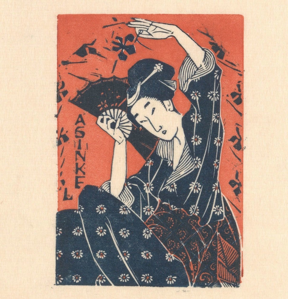 Japon kadınla A. Sinkel'in reklam kartı by Mathieu Lauweriks
