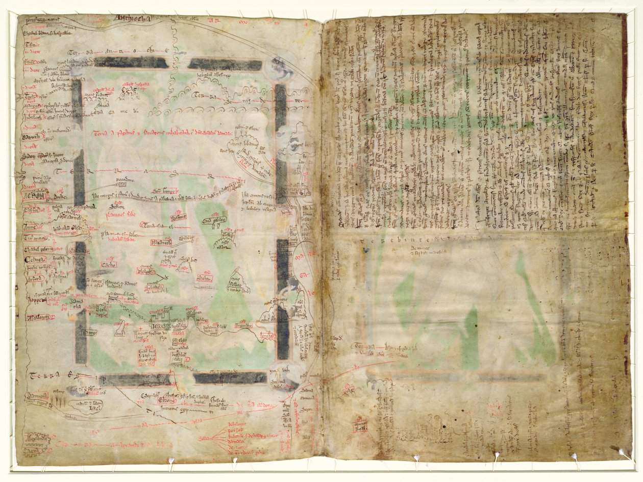 MS CCC 2* f.2v Map of Palestine (parchment) by Matthew Paris