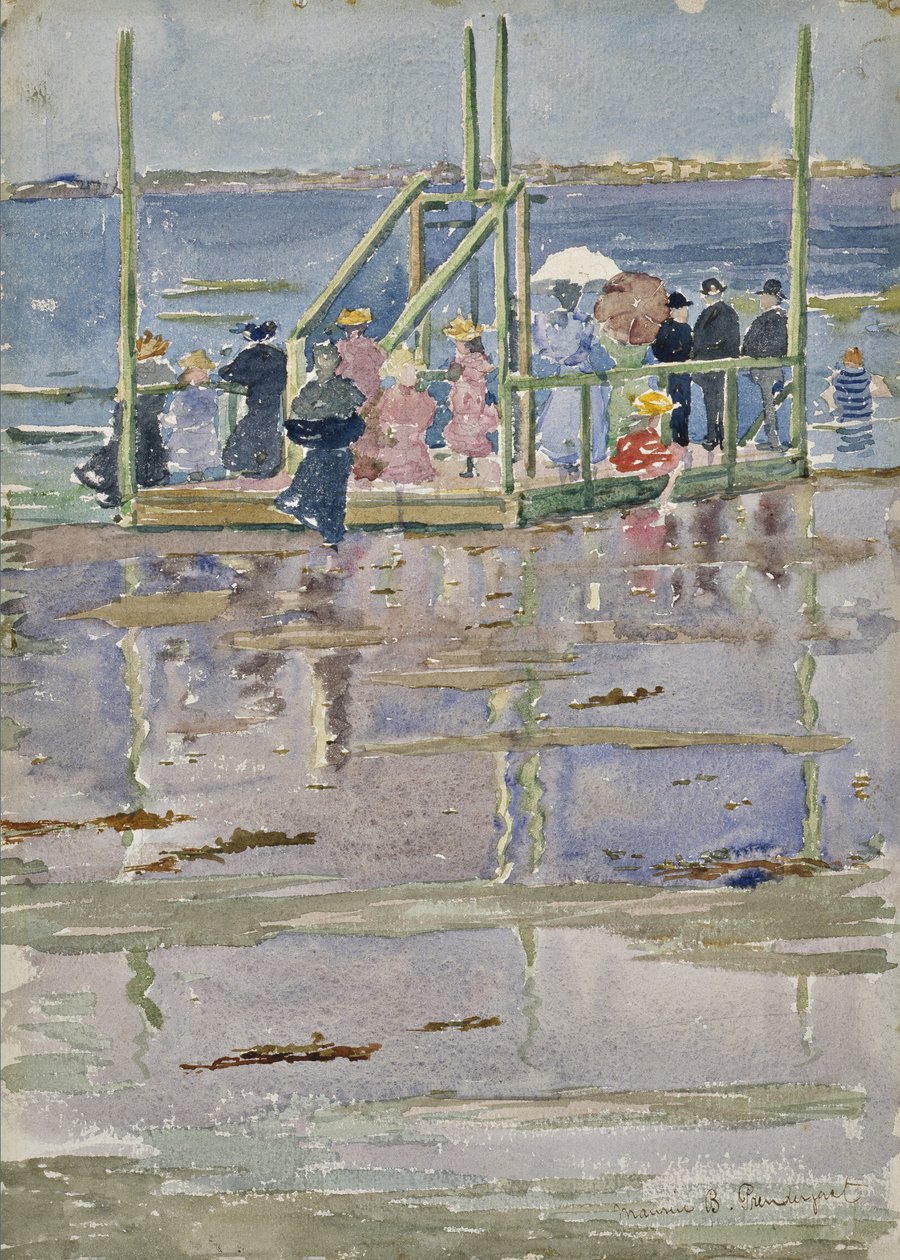 Float at Low Tide, Revere Beach, c.1896-1897 (dokuma kağıt üzerinde wc ve grafit) by Maurice Brazil Prendergast