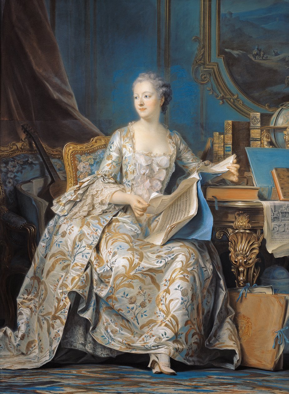 Jeanne Poisson (1721-64) Marquise de Pompadour, 1755 (tuval üzerine monte edilmiş kağıt üzerine pastel) by Maurice Quentin de La Tour