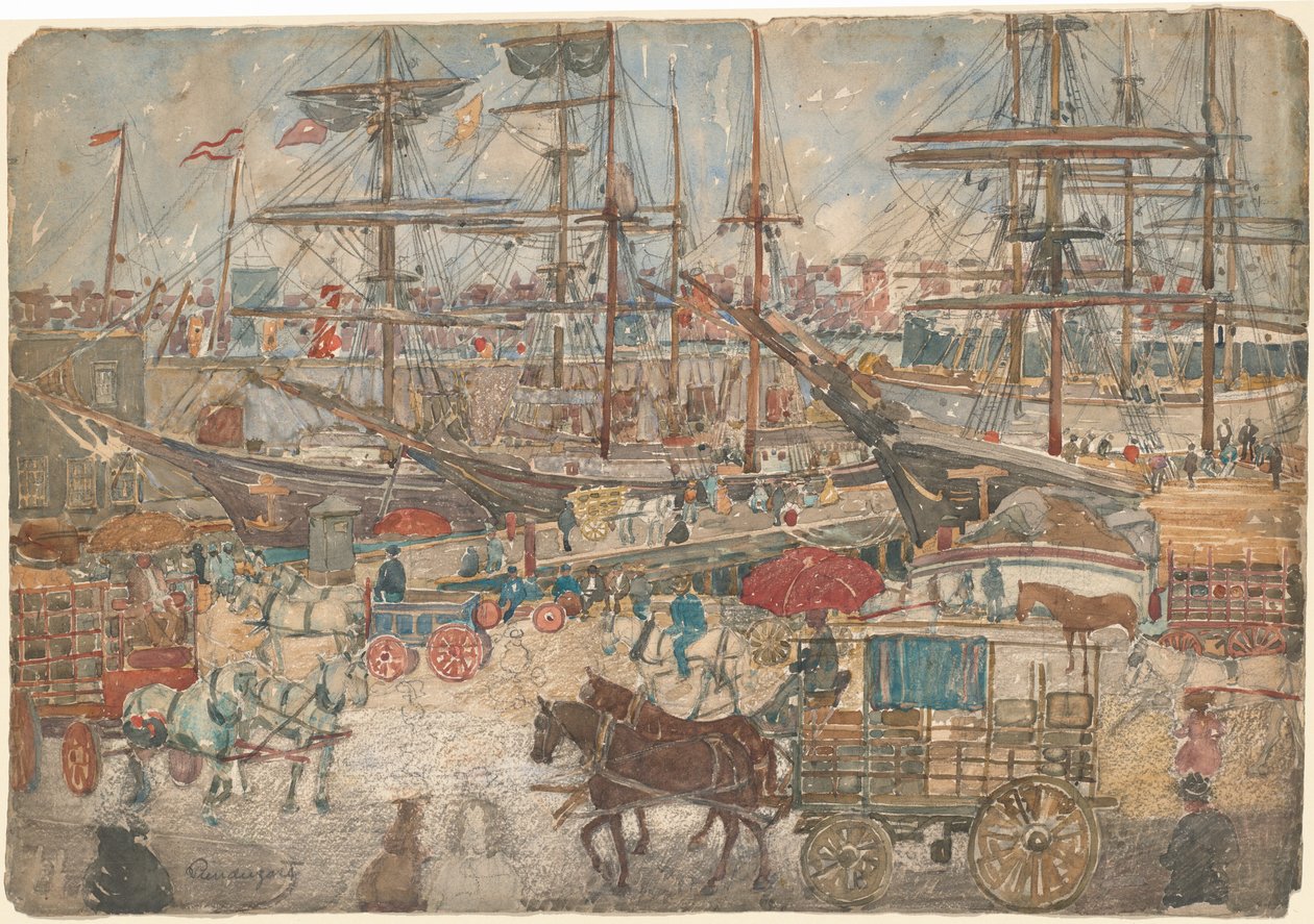 Rıhtımlar, Doğu Boston, 19001904. by Maurice Brazil Prendergast