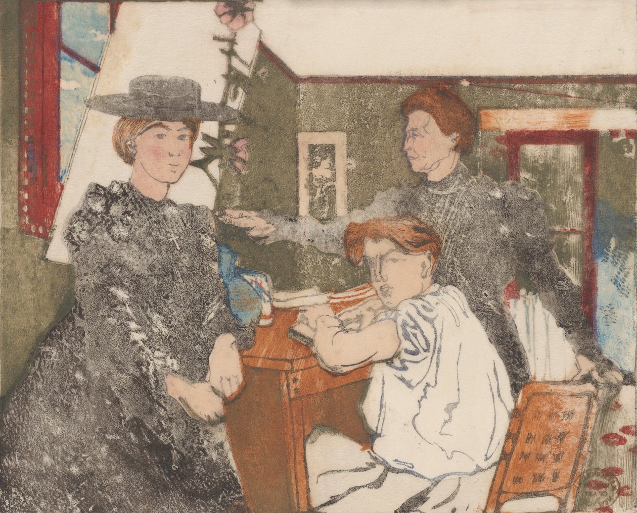 Gravürcünün Ailesi, 1898. by Maurice Delcourt