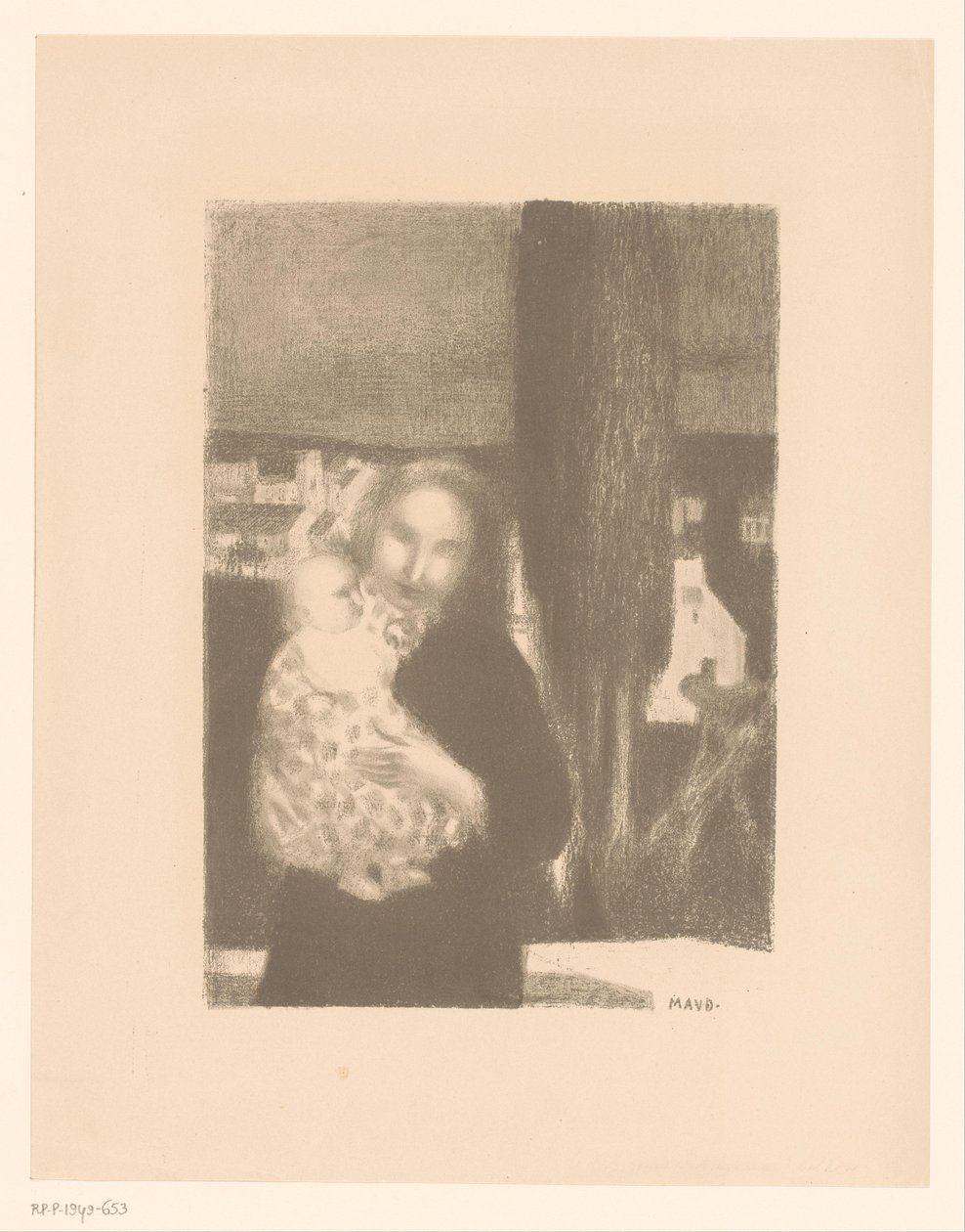 Bir selvi tarafından bebek ile anne by Maurice Denis