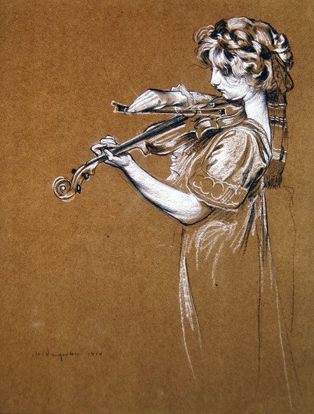Keman çalan genç kız by Maurice Langaskens