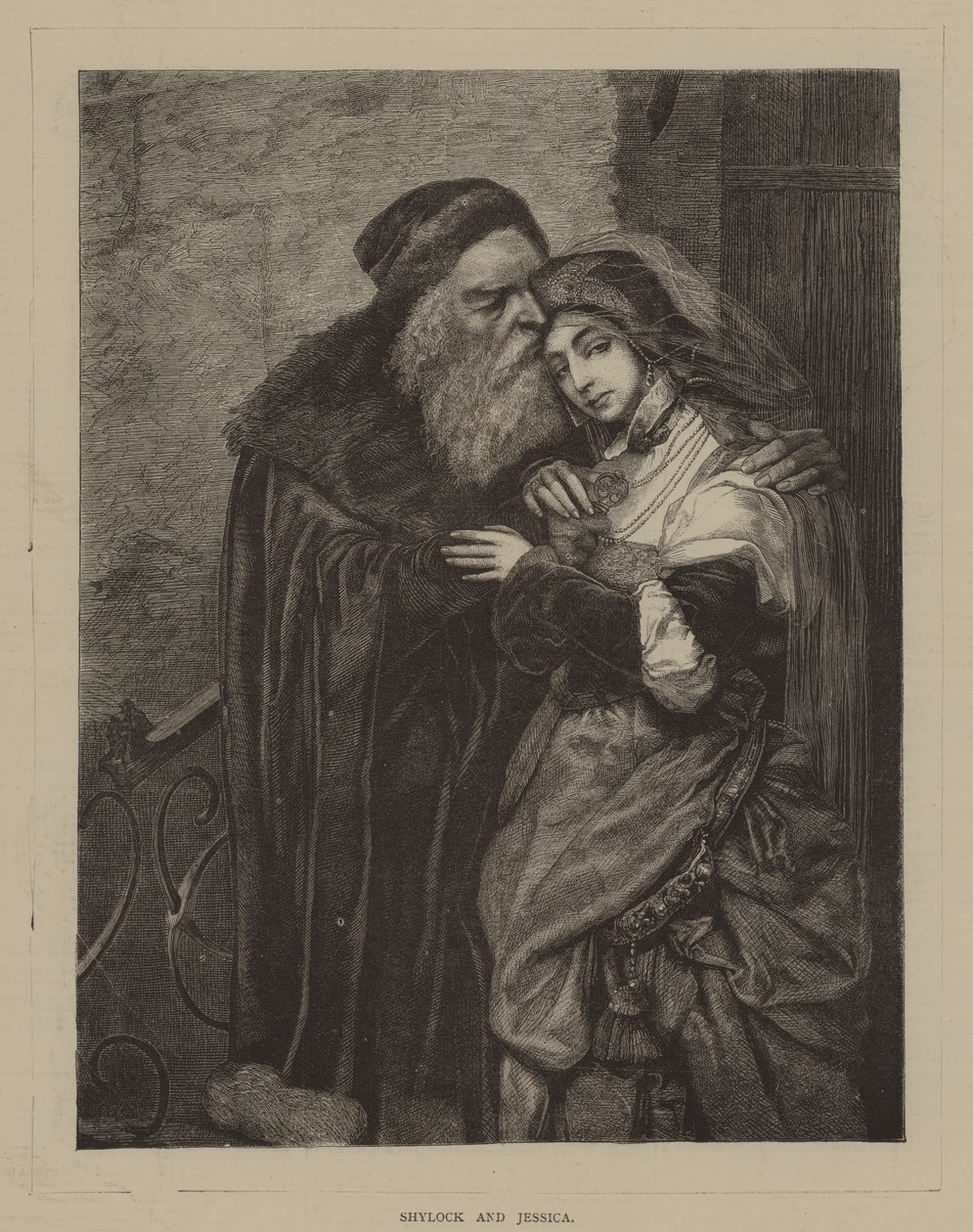 Shylock ve Jessica (gravür) by Maurycy Gottlieb