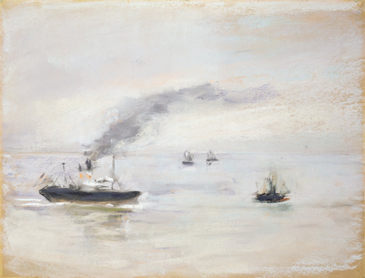 Elbe yakınlarında yağmurlu bir gün atmosferi, 1903 (kağıt üzerinde pastel) by Max Liebermann