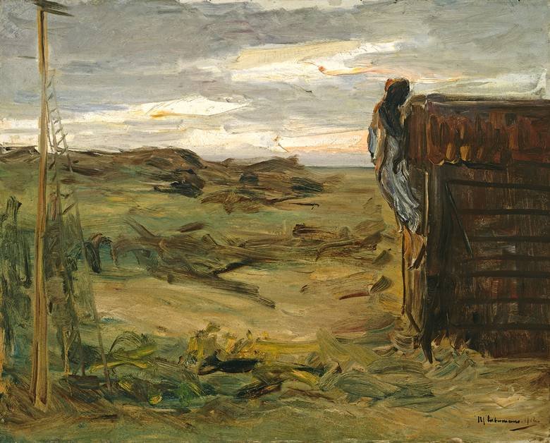 Kulübe ile plaj by Max Liebermann