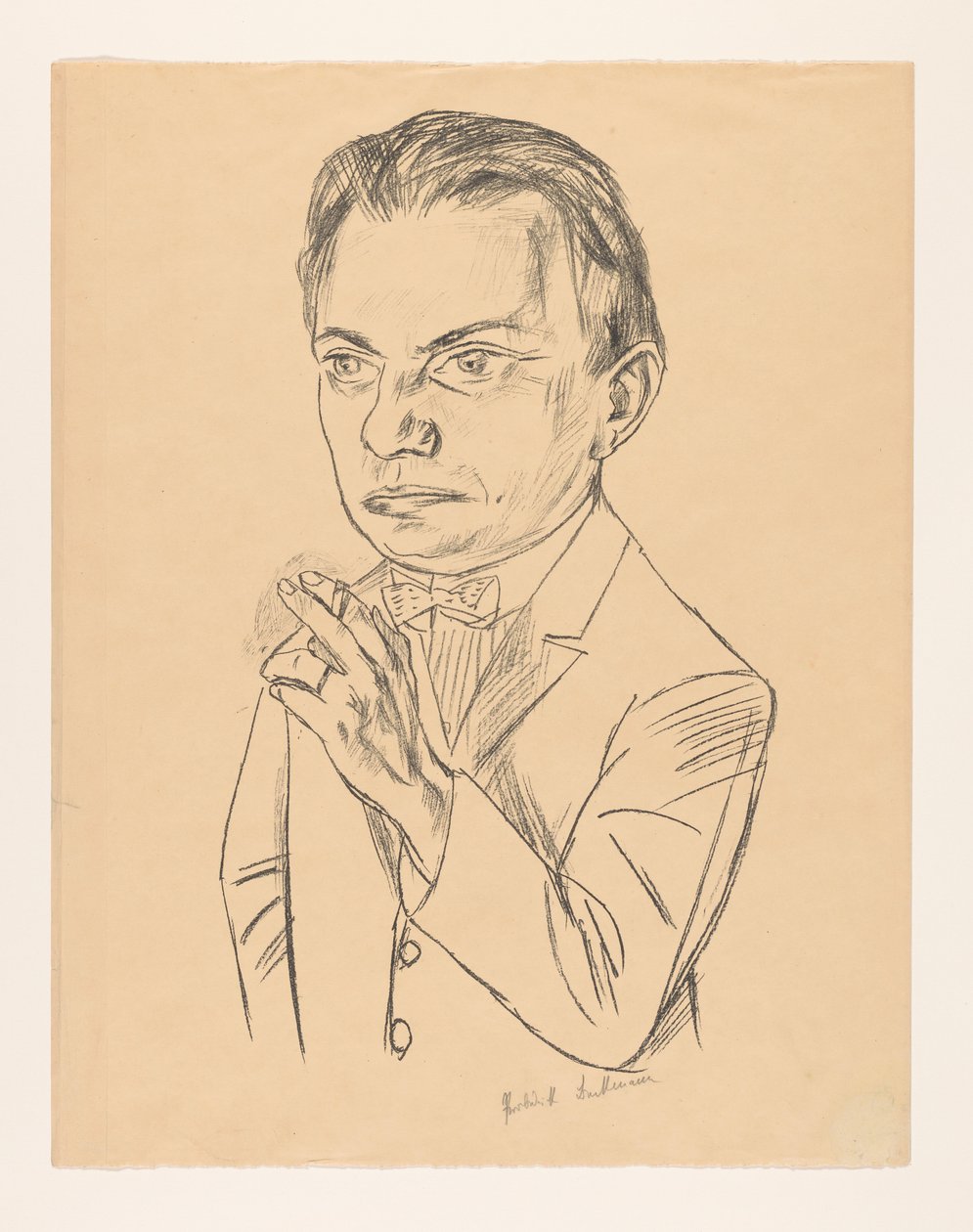 Sigara ile kendi kendine portre by Max Beckmann (signed by artist)