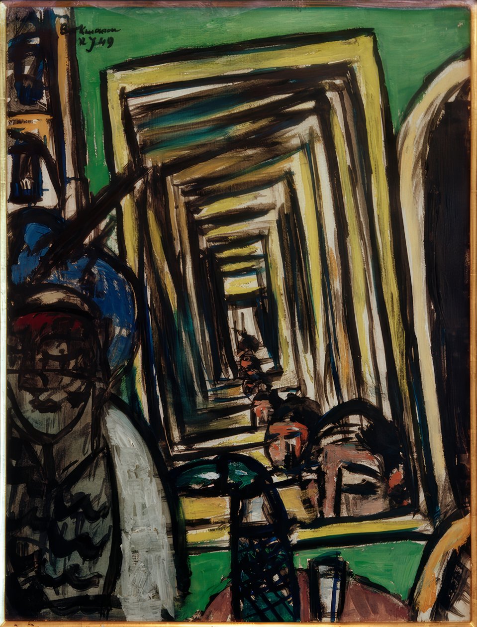 Oyun aynası ile kafe iç by Max Beckmann