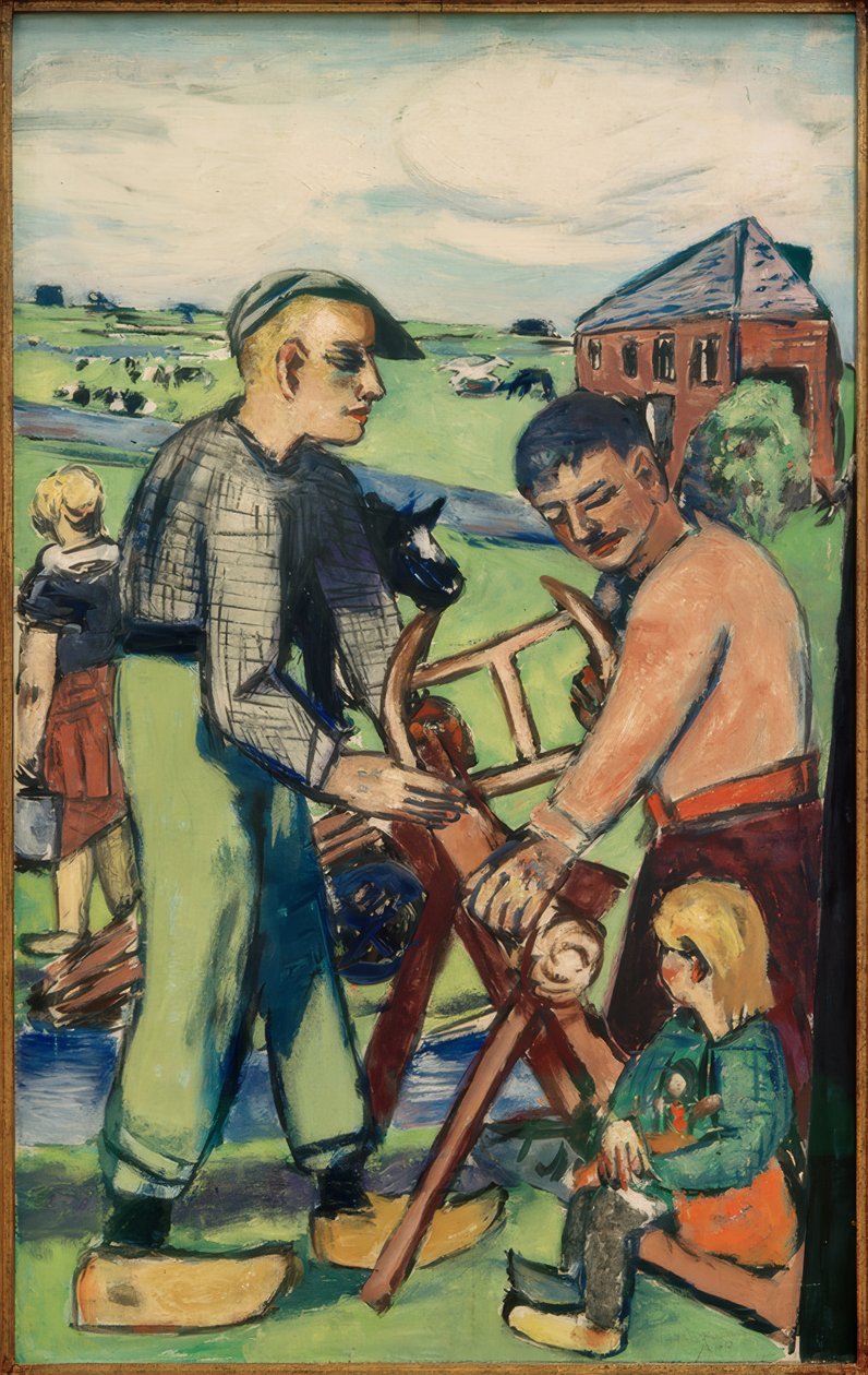 Çocuklu ağaç testeresi (Hollandalı ağaç testeresi) by Max Beckmann