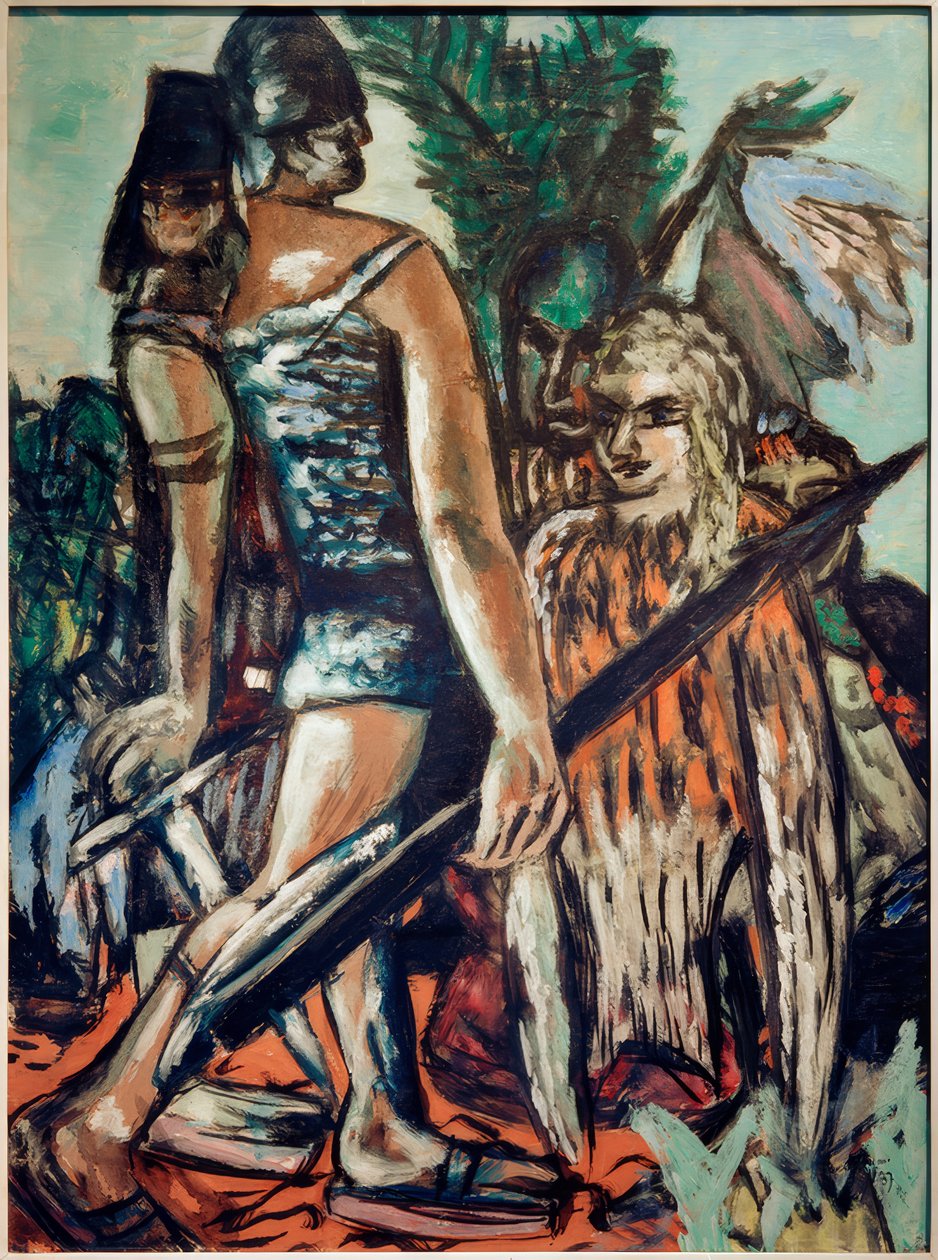 Savaşçı ve kuş kadın by Max Beckmann