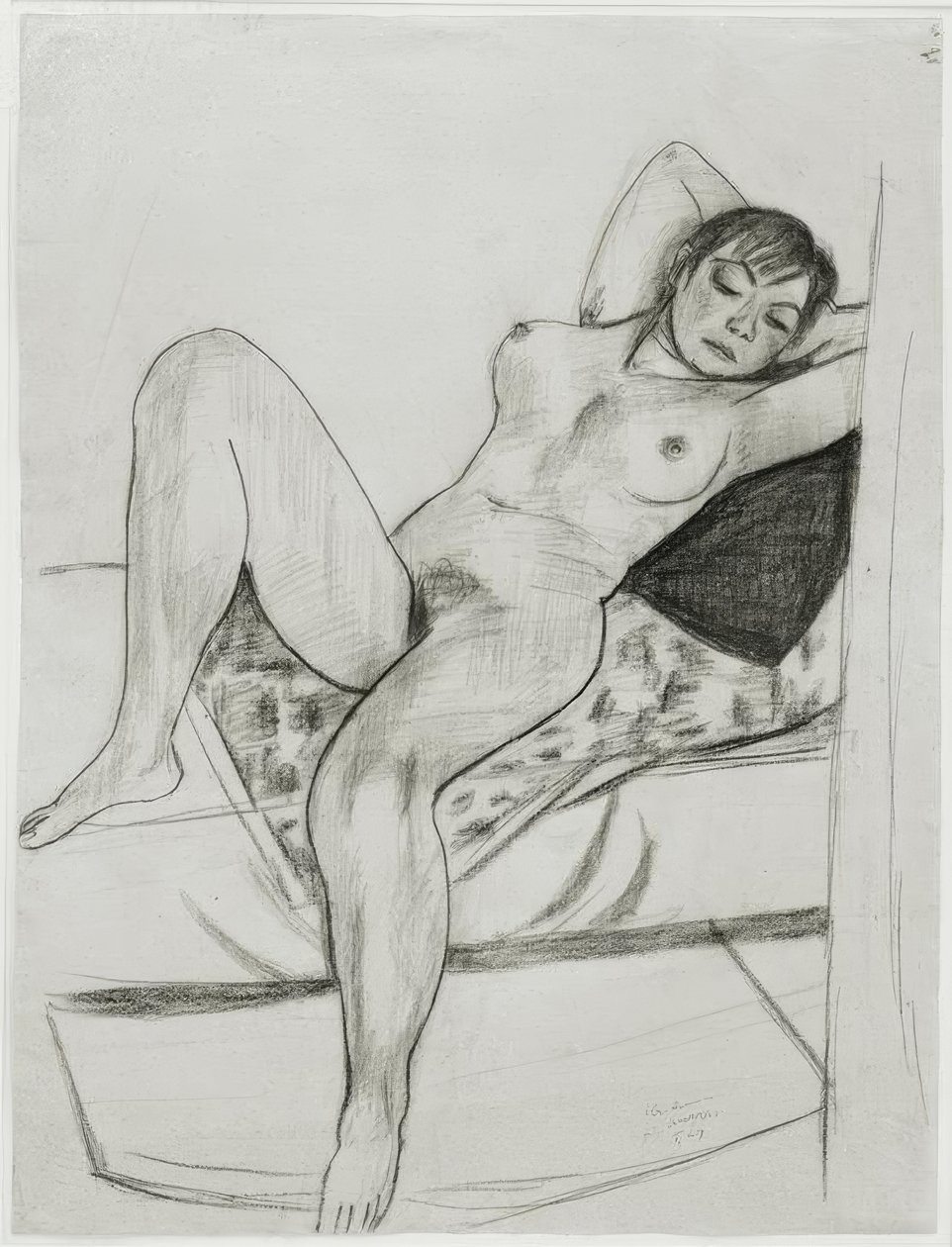 uzanmış kadın çıplak by Max Beckmann