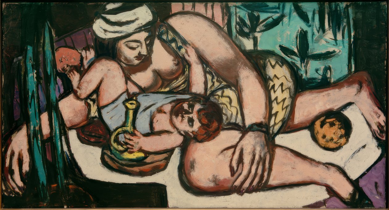 oynayan çocuk ile anne by Max Beckmann