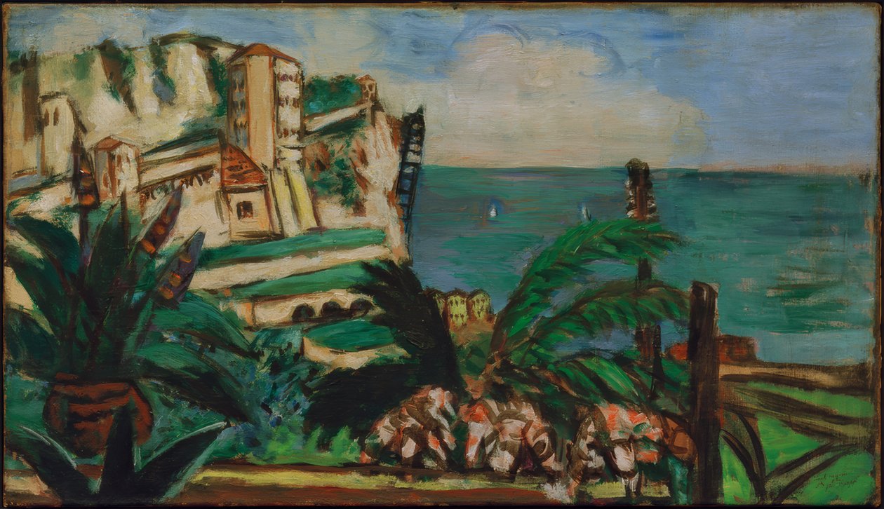 Kayalarla dolu nehir manzarası by Max Beckmann