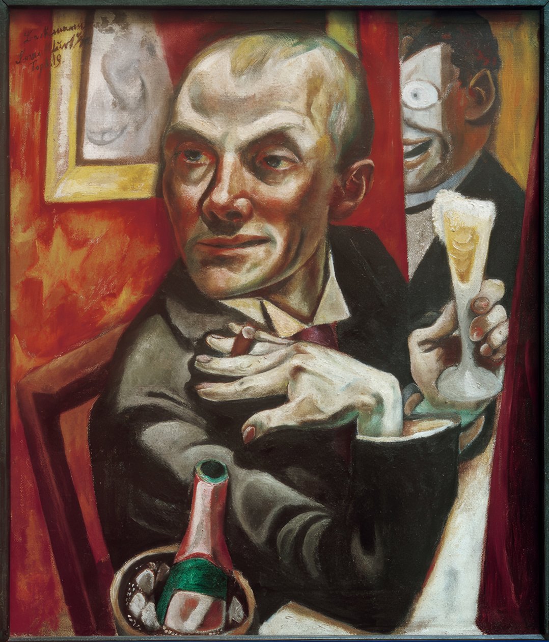 Şampanya kadehi ile kendi kendine portre by Max Beckmann