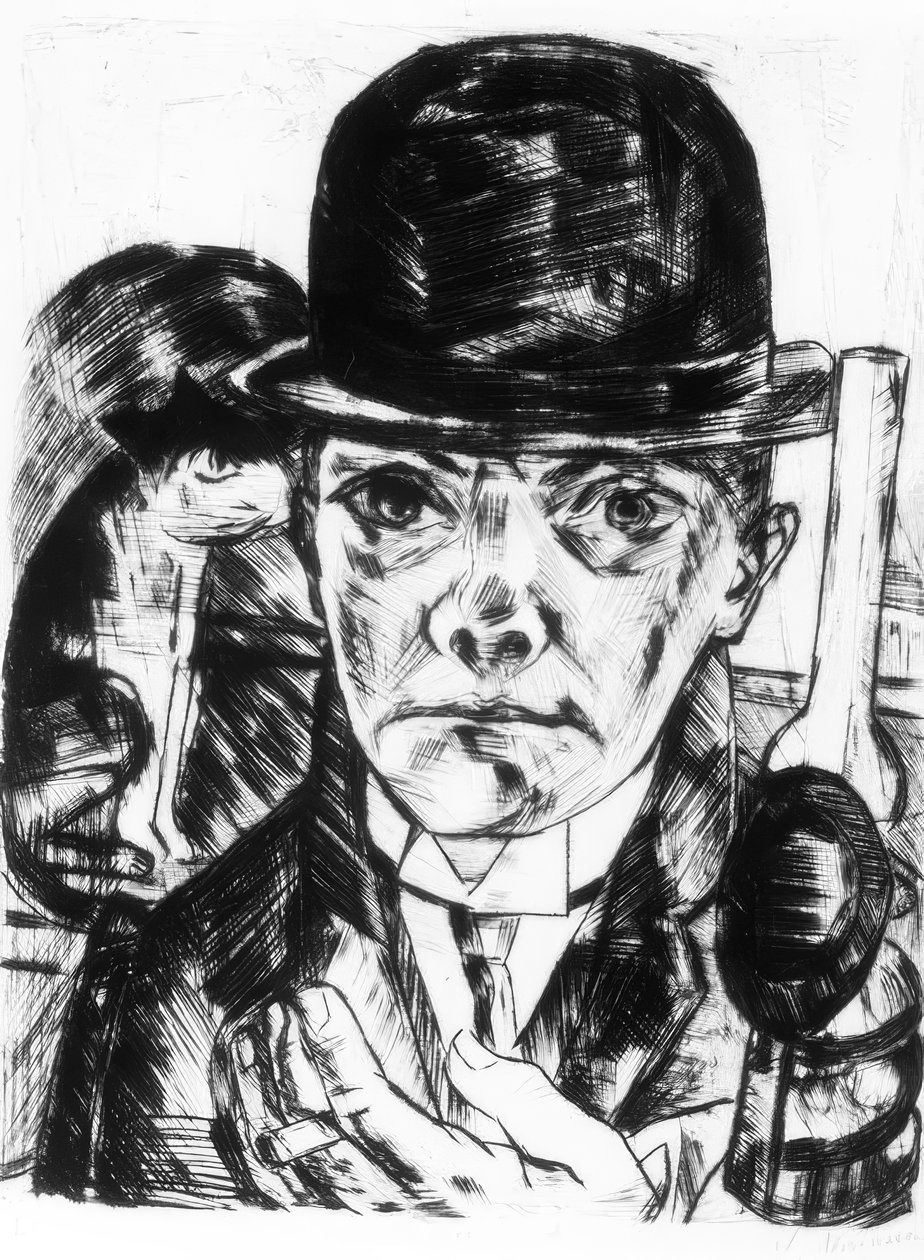 Sert bir şapka ile kendi kendine portre by Max Beckmann