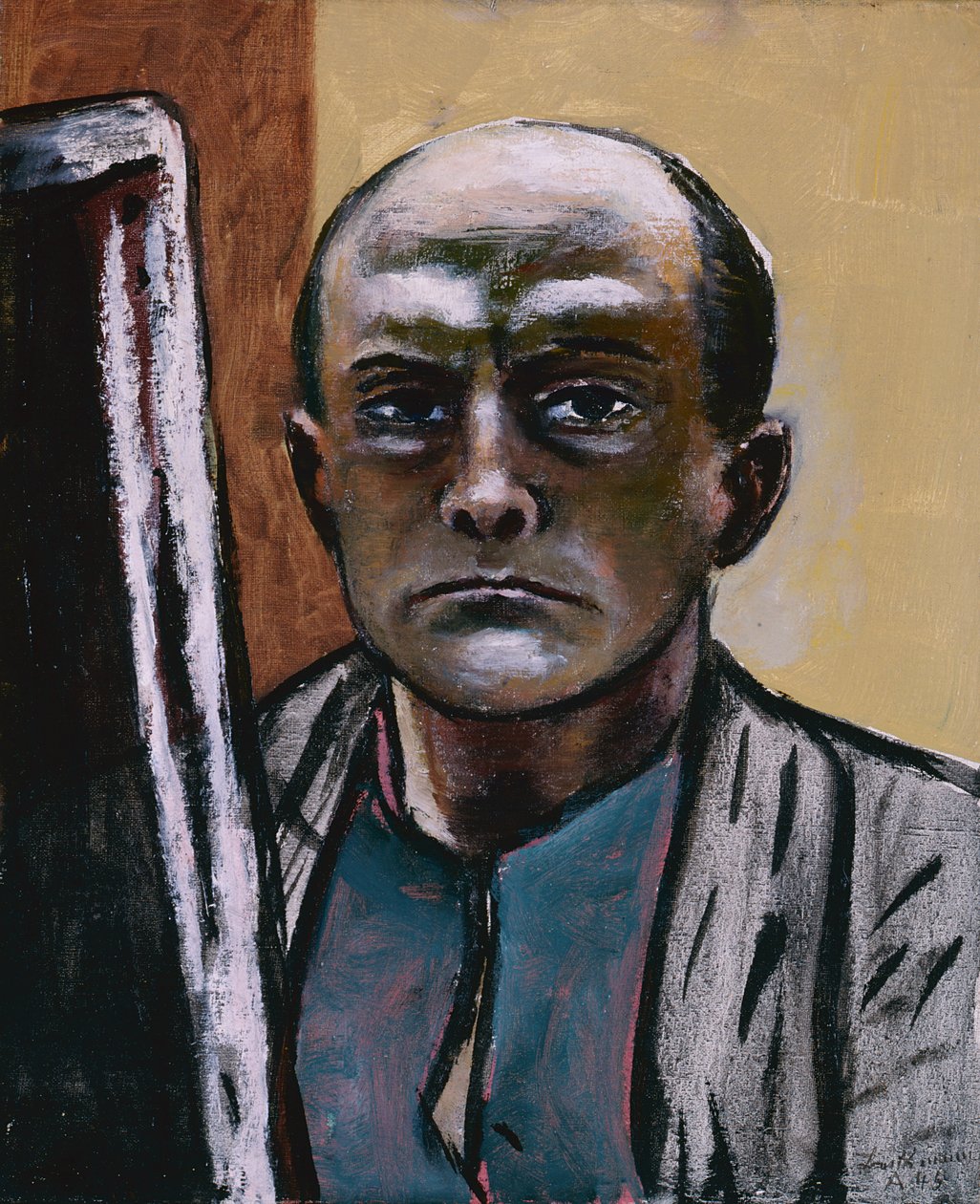 Zeytin ve Kahverengi Renklerde Otoportre by Max Beckmann