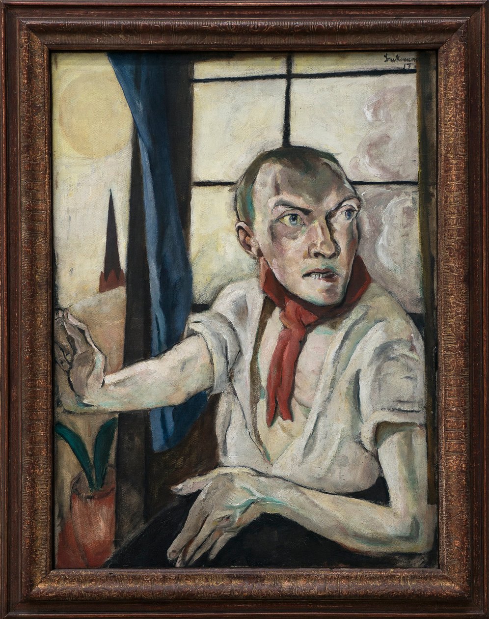 Kırmızı Eşarplı Otoportre by Max Beckmann