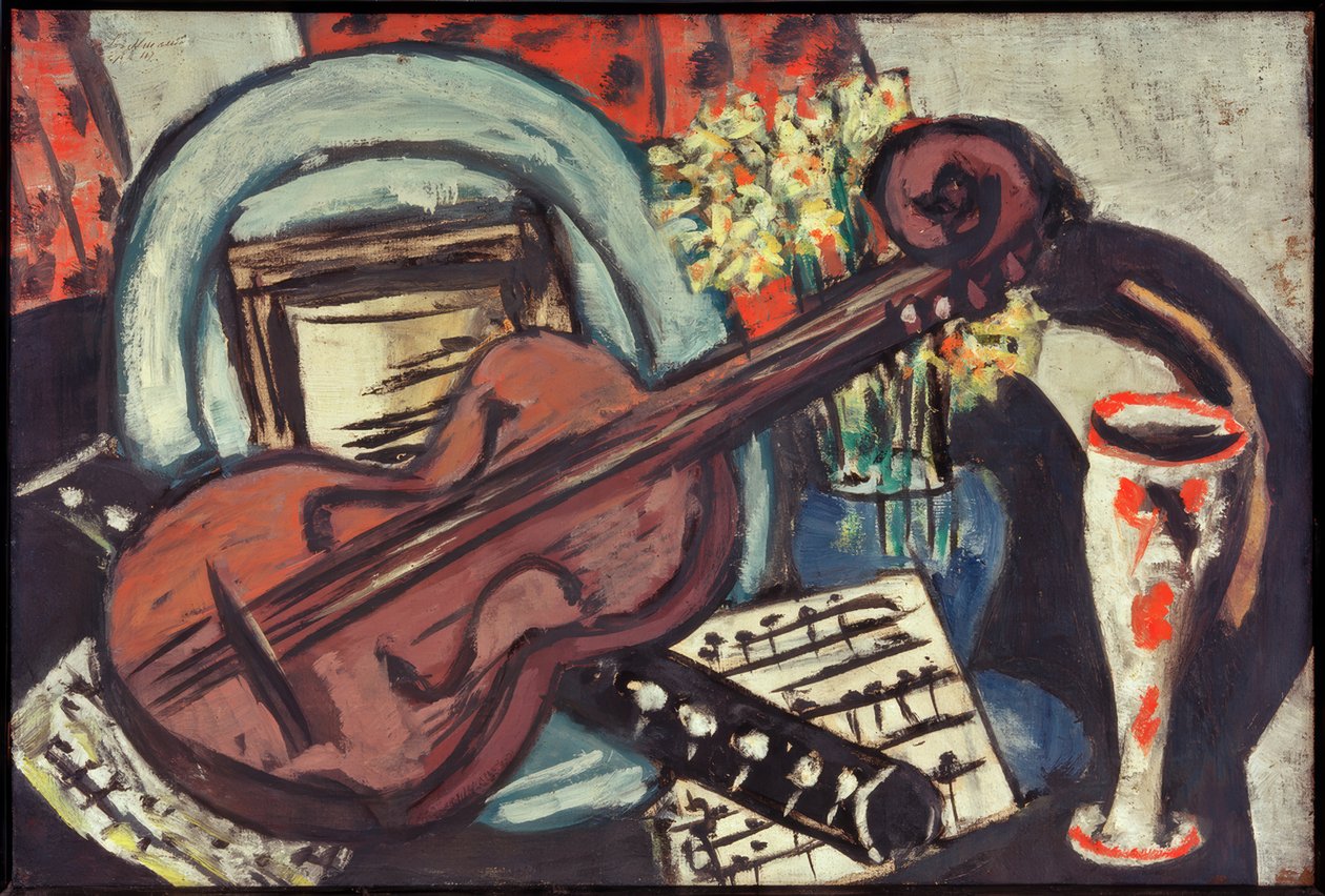 Keman ve flüt ile natürmort by Max Beckmann