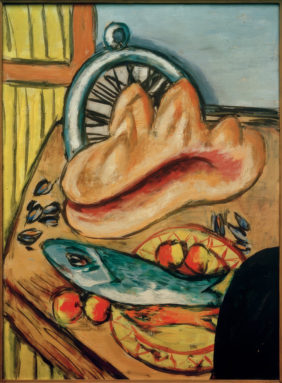Balık ve deniz kabuğu ile natürmort by Max Beckmann