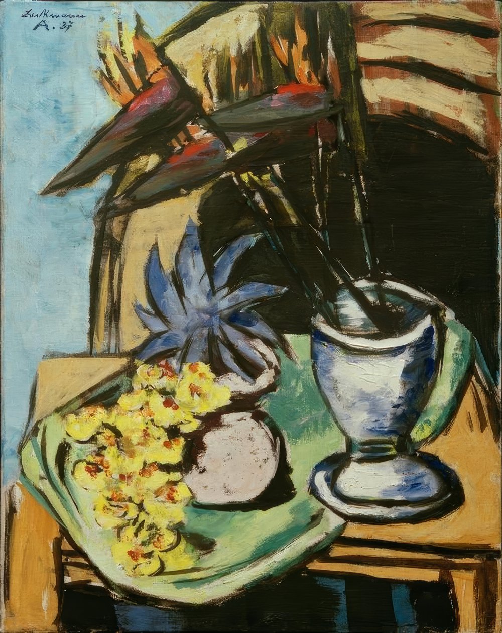 strelitzia ve sarı orkide ile natürmort by Max Beckmann