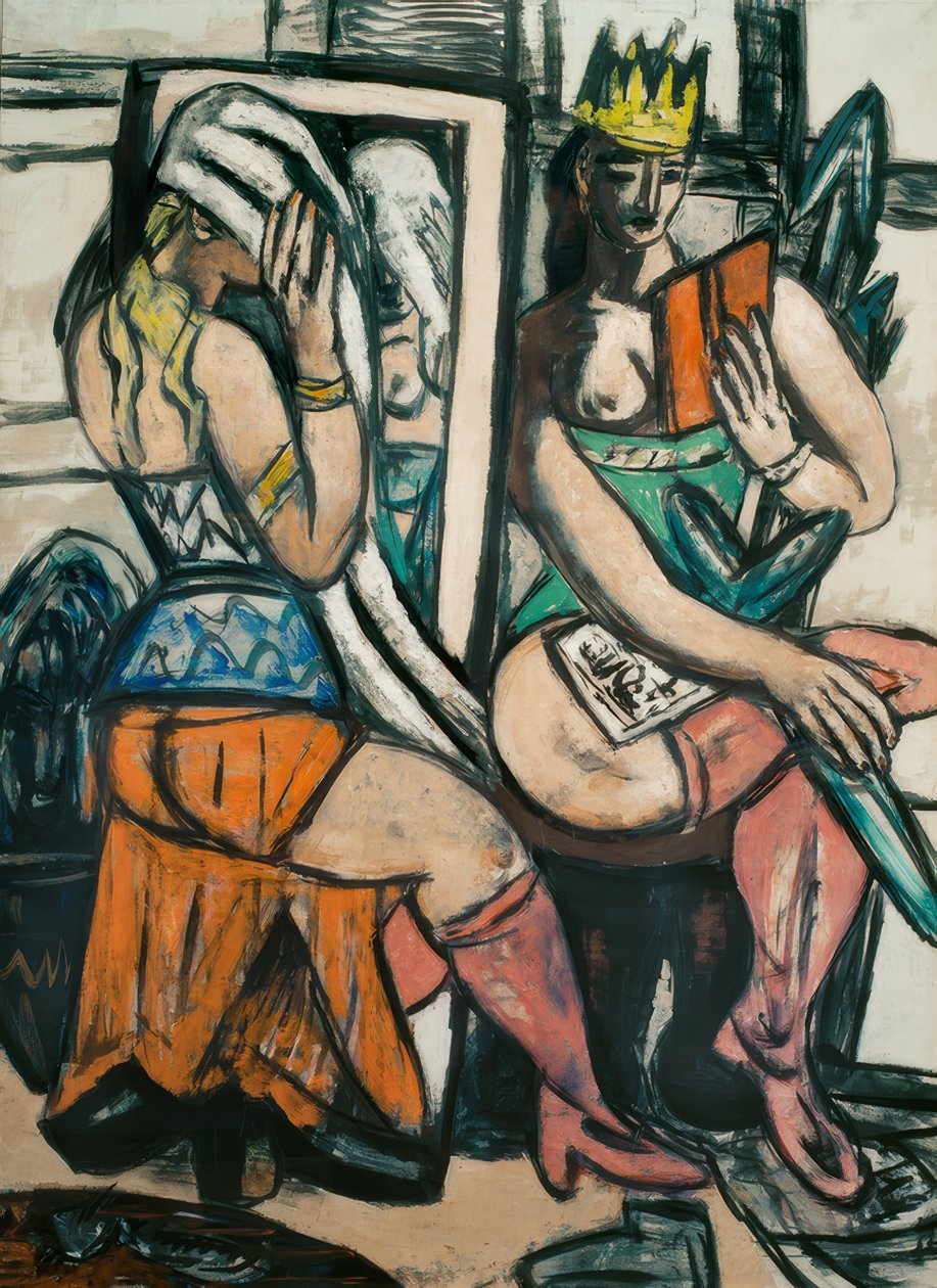 Vestiyerde iki aktris by Max Beckmann