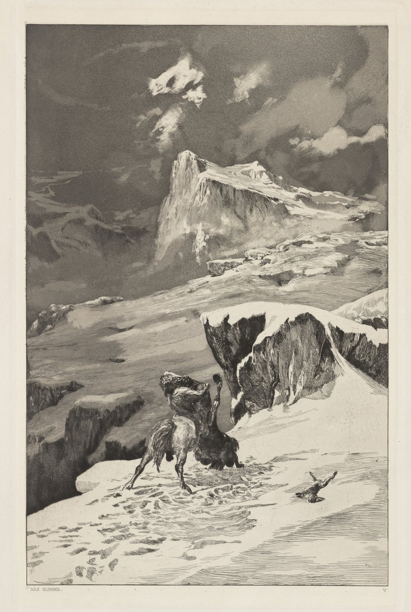 Intermezzi, Opus IV, Bl. 5: Savaşan Centaurlar by Max Klinger