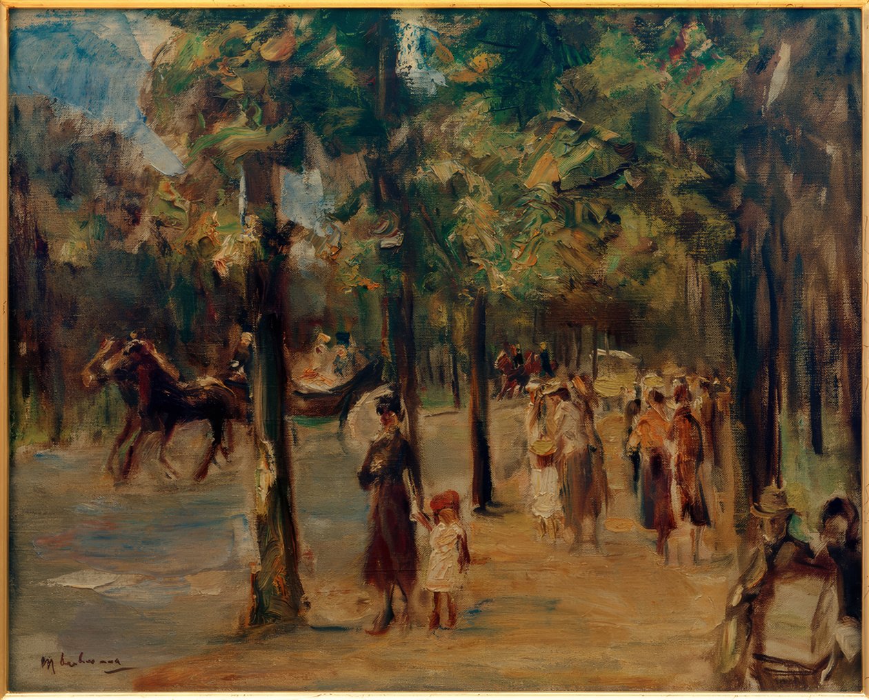 Bebek arabaları ile hayvanat bahçesinde sokak by Max Liebermann