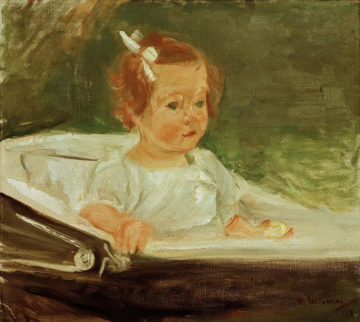 Sağdaki bebek arabasındaki torunu by Max Liebermann