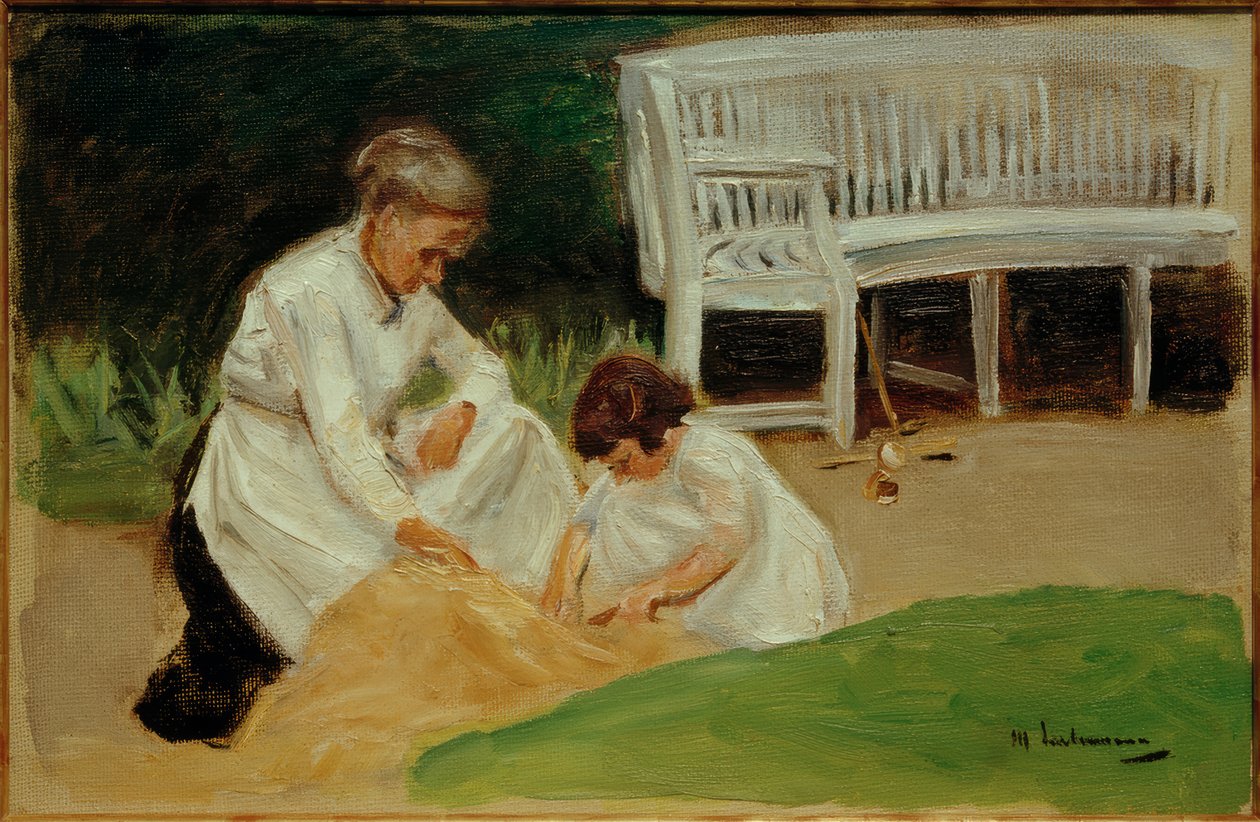 Oyunda dadı ile torunu by Max Liebermann