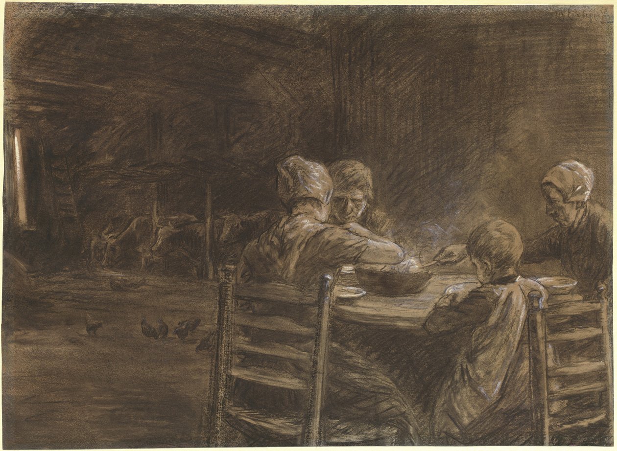 Doğu Frizyalı Köylüler Akşam Yemeği Yiyor by Max Liebermann