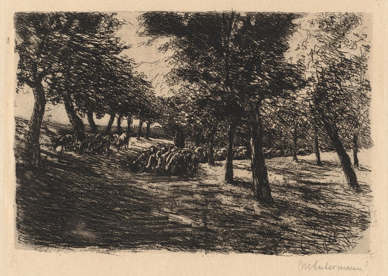Ağaçların Altında Koyun Sürüsü, 1891. by Max Liebermann