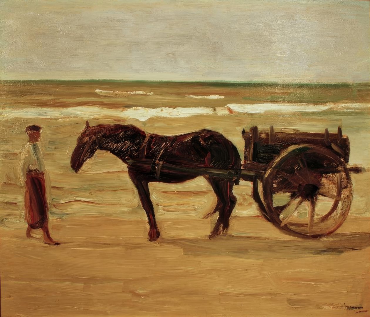 Sahilde banyo görevlisinin arabası by Max Liebermann
