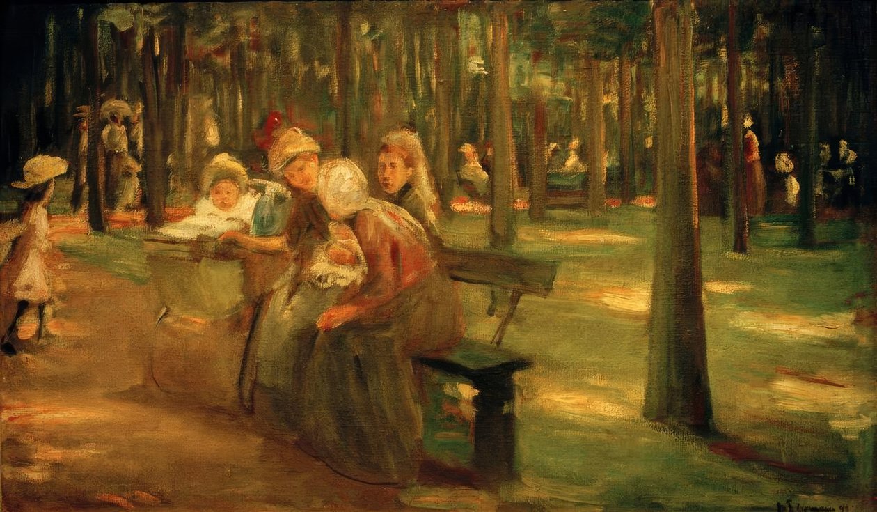 Hayvanat bahçesinde dadı ve bonnen by Max Liebermann