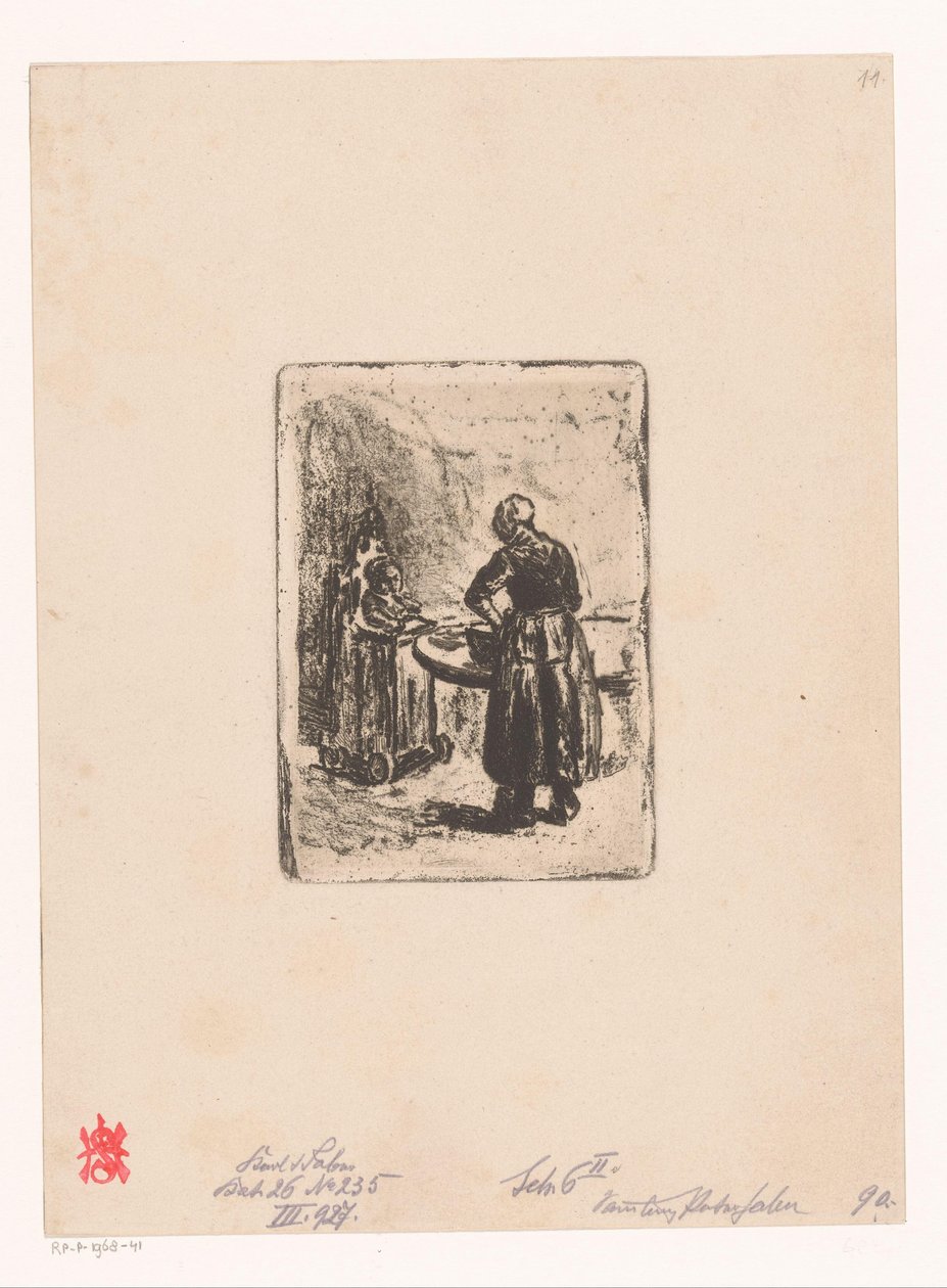 Anne ve çocuk masada by Max Liebermann